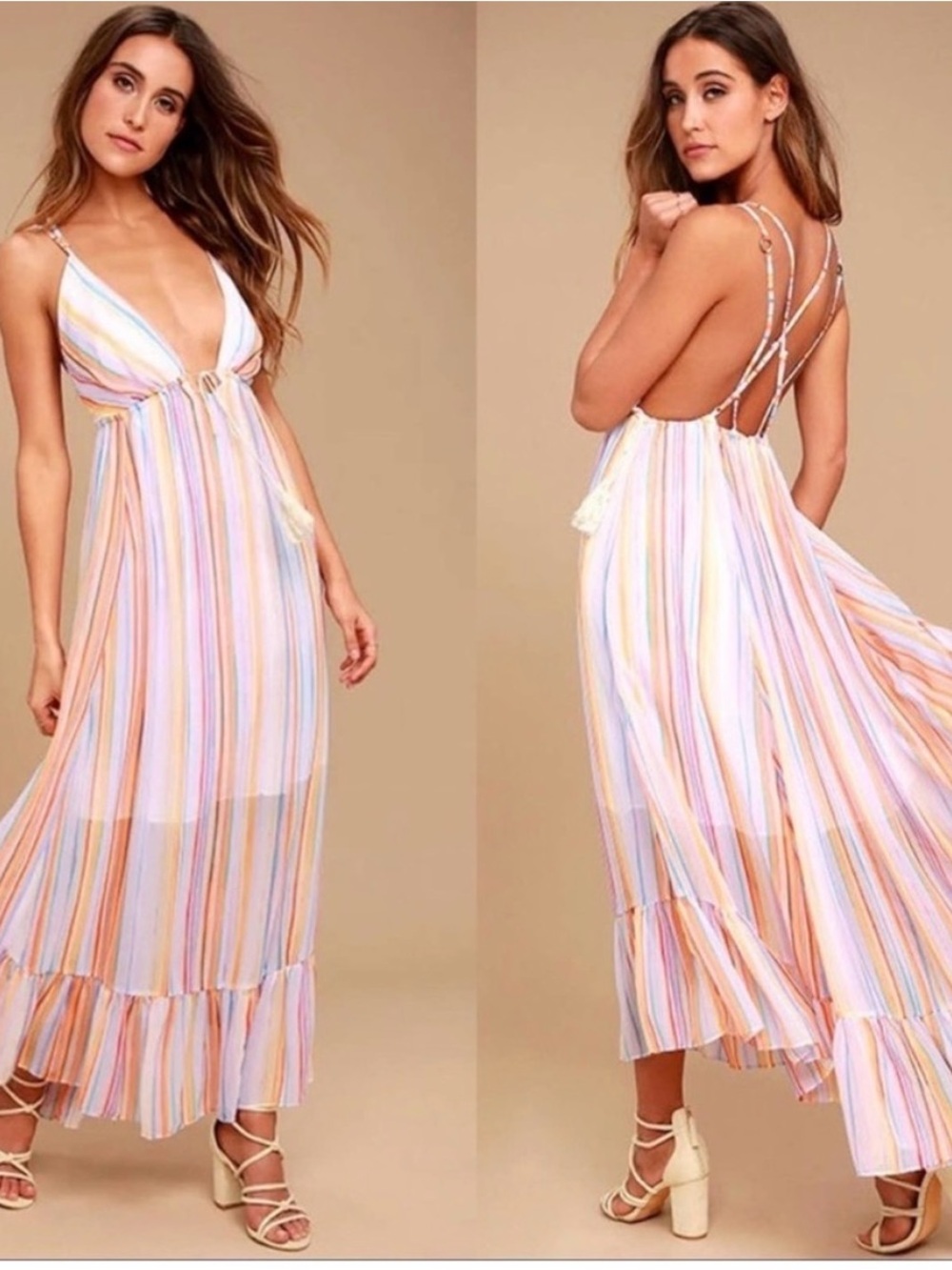 Free People Multicolor Striped Maxi Dress